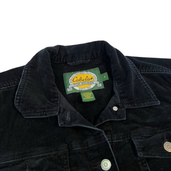 Cabela’s Black Corduroy Trucker Jacket Women’s Small Button Front Retro - Picture 4 of 7